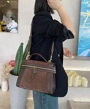 Luxurious Brown Faux Leather Crossbody Bag with Zipper
