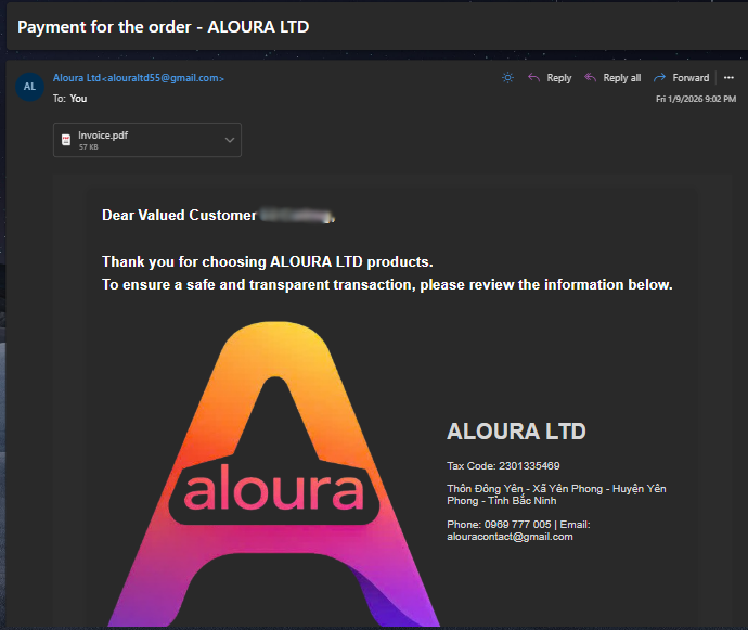 Email xác nhận đặt hàng