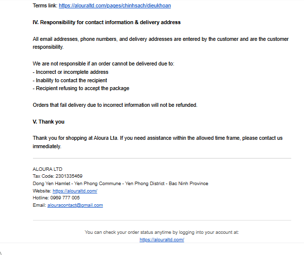 Email xác nhận thanh toán