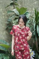 Red Flower Silk Set- Bộ Lụa Hoa Thiên Đỏ