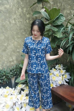 Blue Flower Silk Set - Bộ Lụa Hoa Thiên Xanh